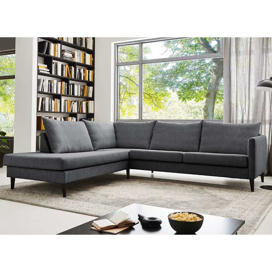 Skandi Ecksofa in Anthrazit mit Schwarz - Soltropa Sofas