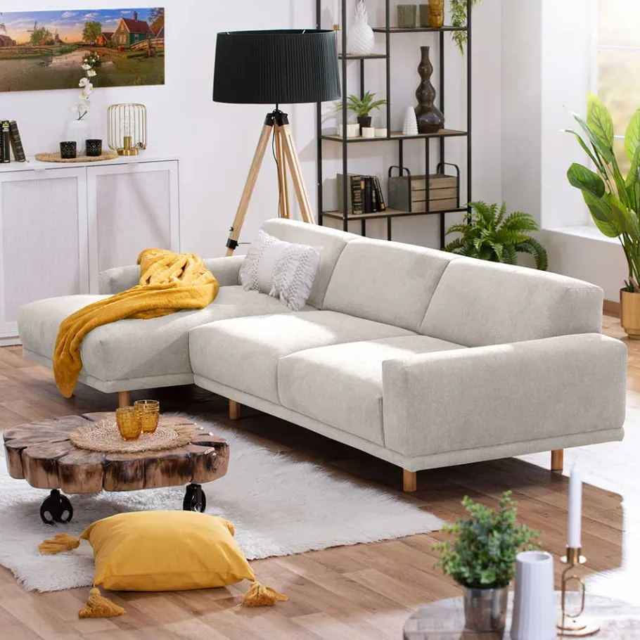 Best Skandi Polsterecke in Silbergrau mit Eiche - Zita Sofas