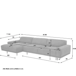 Best Skandi Polsterecke in Silbergrau mit Eiche - Zita Sofas