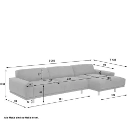 Best Skandi Polsterecke in Silbergrau mit Eiche - Zita Sofas