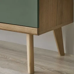 Outlet Skandi TV Anbauwand Möbel in Graugrün - Oliva (dreiteilig) Wohnwände