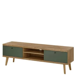 Outlet Skandi TV Anbauwand Möbel in Graugrün - Oliva (dreiteilig) Wohnwände