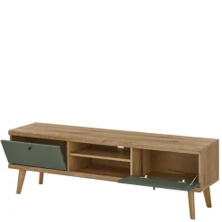 Outlet Skandi Wohnwand in Graugrün - Oliva (vierteilig) Wohnwände