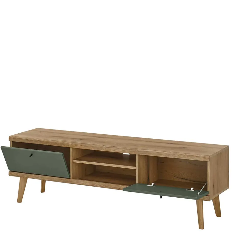 Outlet Skandi Wohnwand in Graugrün - Oliva (vierteilig) Wohnwände