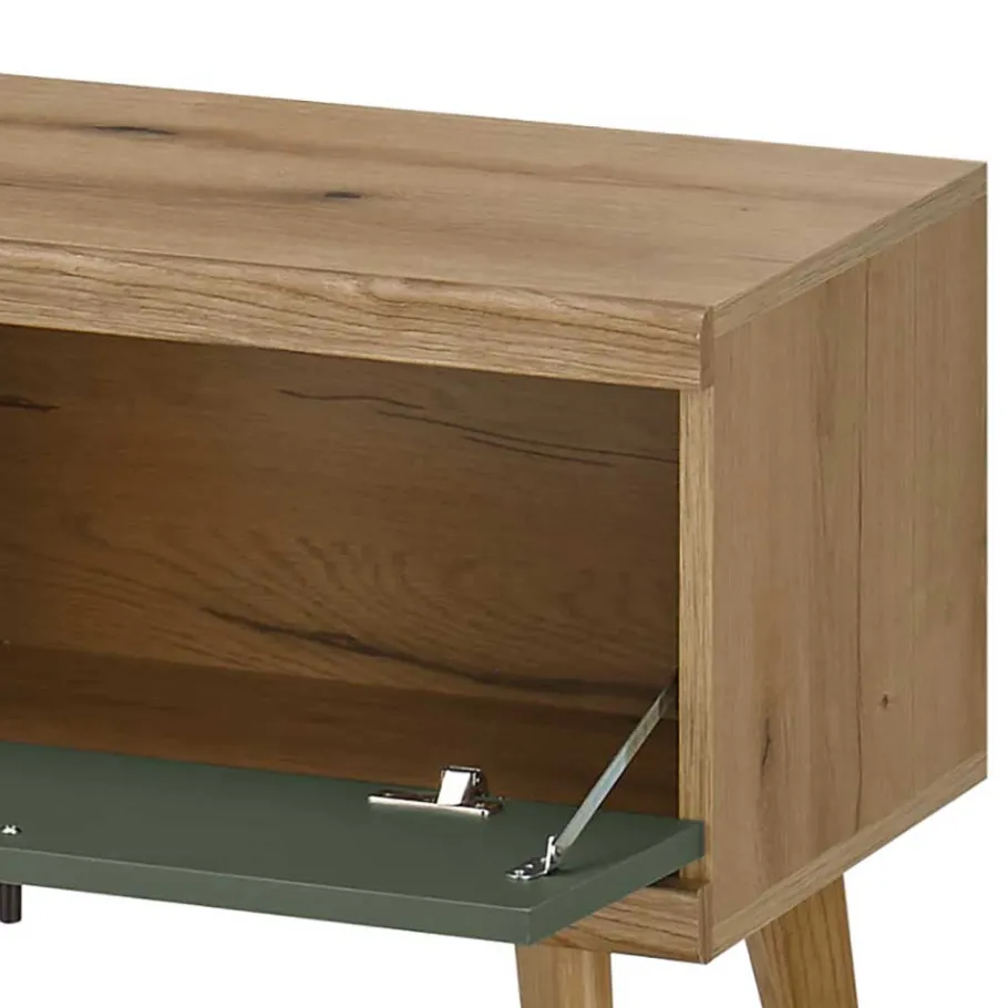 Outlet Skandi Wohnwand in Graugrün - Oliva (vierteilig) Wohnwände