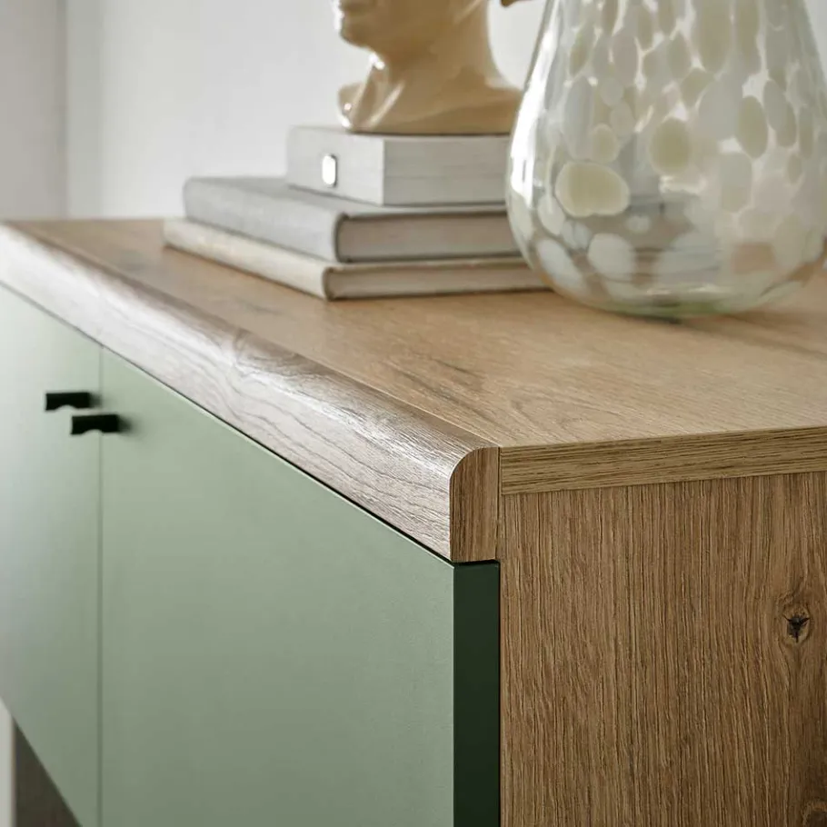 Outlet Skandi Wohnwand in Graugrün - Oliva (vierteilig) Wohnwände