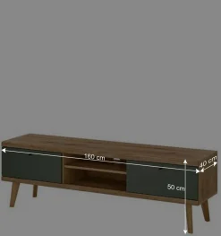 Outlet Skandi Wohnwand Möbel in Graugrün - Oliva (vierteilig) Wohnwände