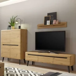 New Skandinavische Wohnwand Möbel Set - Olcian (dreiteilig) Wohnwände