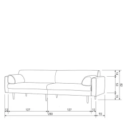Sofa für drei Personen in Dunkelgrau - Augusta Sofas