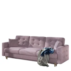 Best Sofa mit Bettfunktion in Altrosa Samt - Graland Sofas