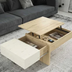 Outlet Stauraum Sofatisch in Wildeiche & Creme - Tara Tische