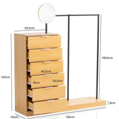 Hot Stehende Garderobe mit sechs Schubladen - Jannick Garderoben