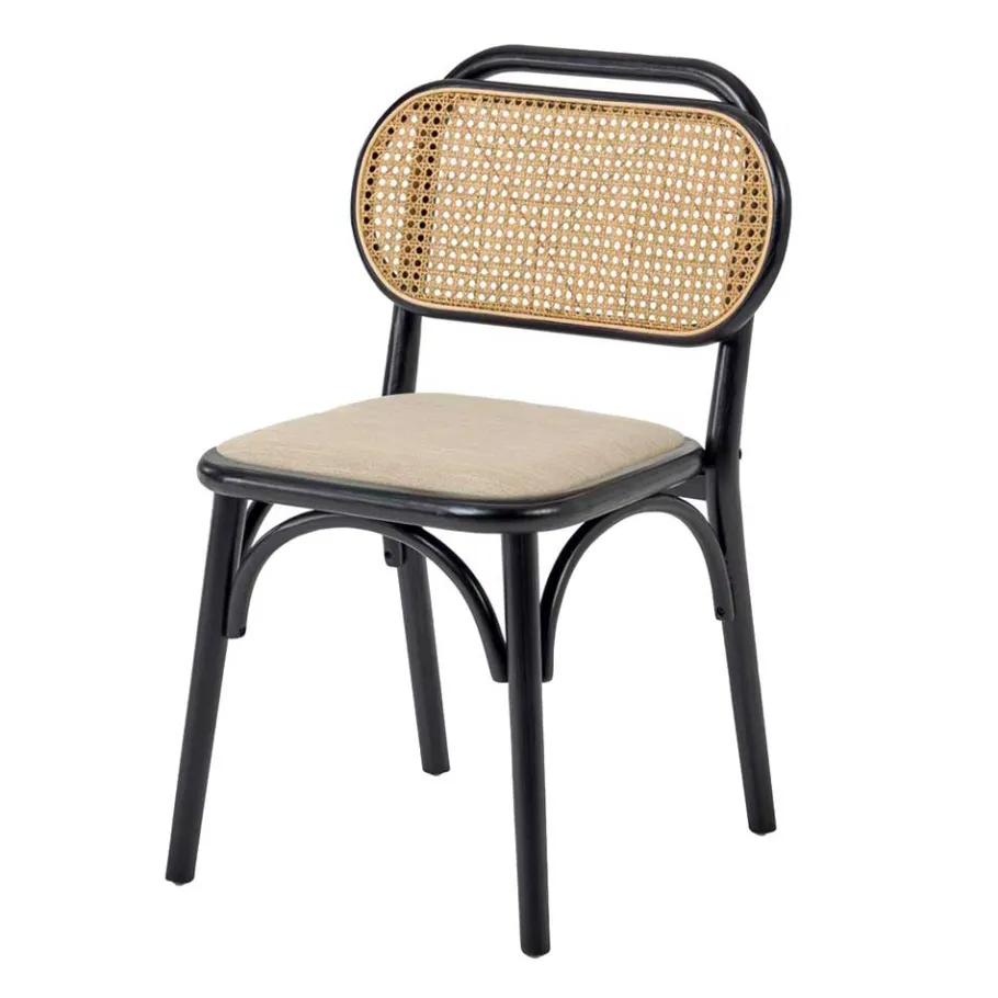 Outlet Stühle aus Ulme & Rattan & Stoff - Boxtan (2er Set) Stühle