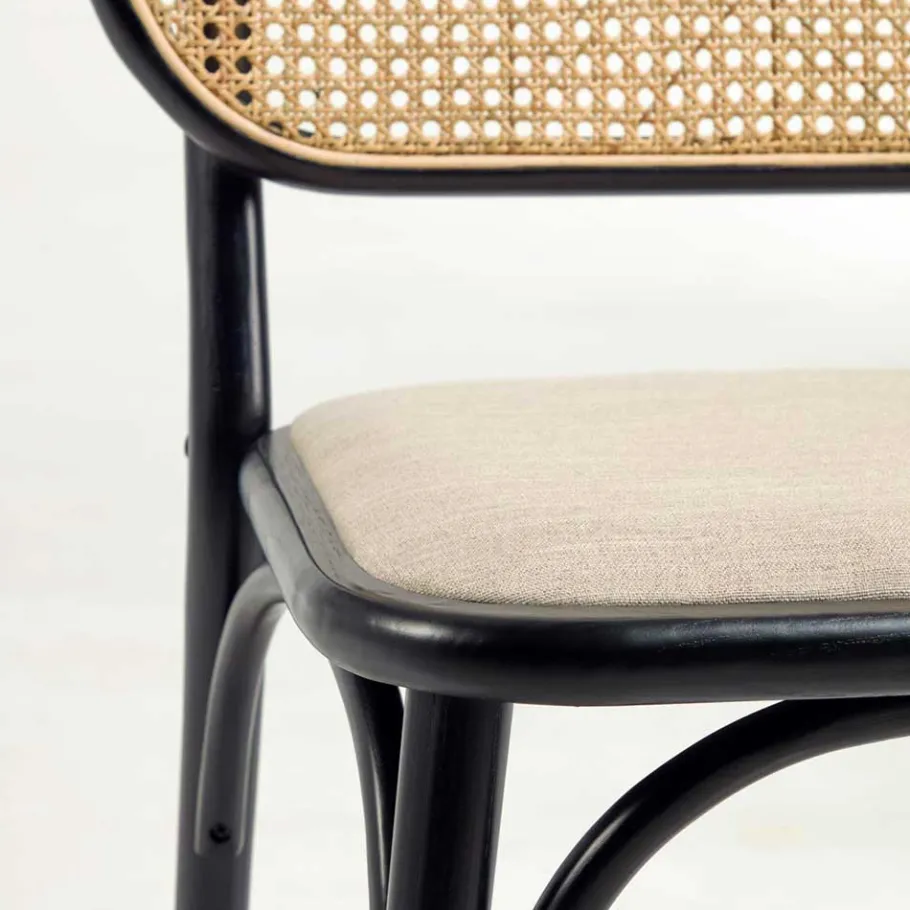 Outlet Stühle aus Ulme & Rattan & Stoff - Boxtan (2er Set) Stühle