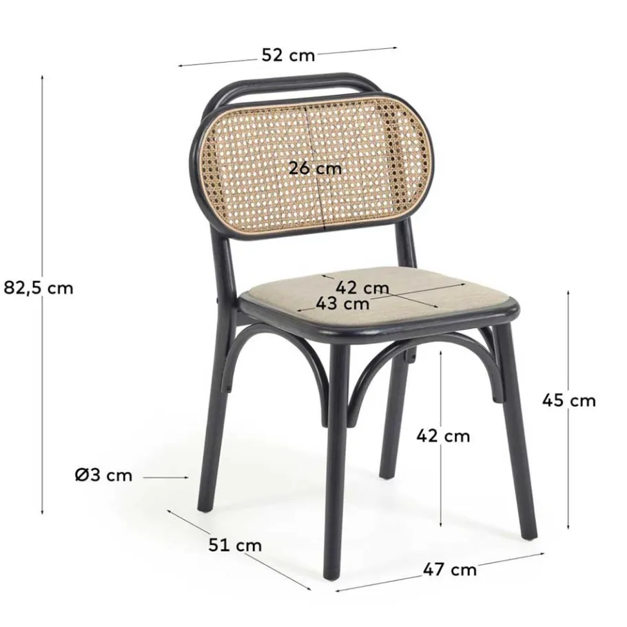 Outlet Stühle aus Ulme & Rattan & Stoff - Boxtan (2er Set) Stühle