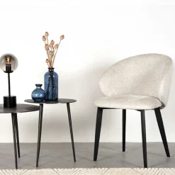 Outlet Stühle in Cremeweiß Struktursamt - Levetreal (2er Set) Stühle