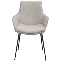 Stoff Armlehnenstuhl in Hellgrau - Jackon (2er Set) Stühle