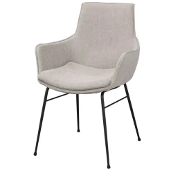 Stoff Armlehnenstuhl in Hellgrau - Jackon (2er Set) Stühle