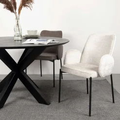 Outlet Stuhl in Cremeweiß Struktursamt - Propanja (2er Set) Stühle