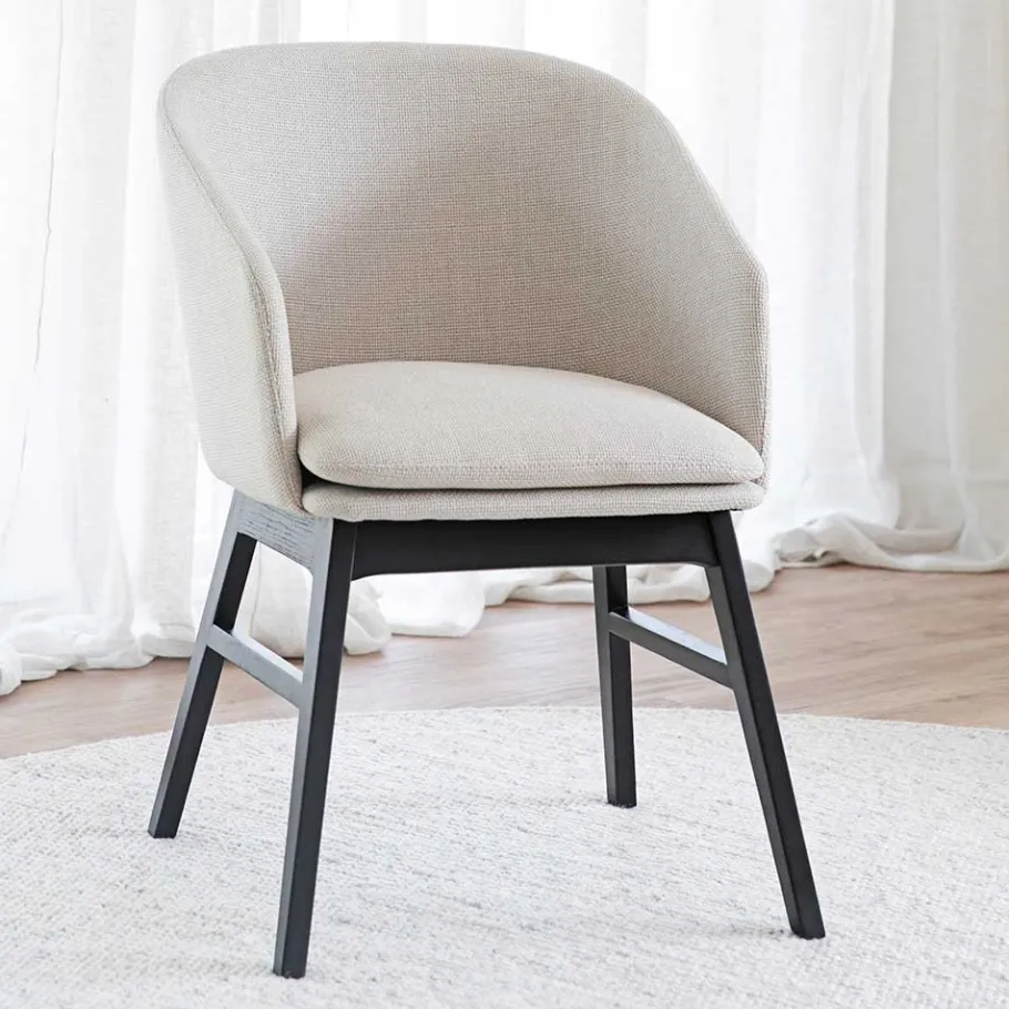 Stylischer Armlehnenstuhl in Beige - Cacamp (2er Set) Stühle