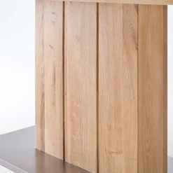 Outlet Säulen Esstisch mit Balkeneiche Powera & Bodenplatte mit Metall Mantel Tische