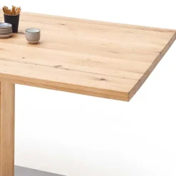Outlet Säulen Esstisch mit Balkeneiche Powera & Bodenplatte mit Metall Mantel Tische