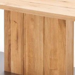 Outlet Säulen Esstisch mit Balkeneiche Powera & Bodenplatte mit Metall Mantel Tische