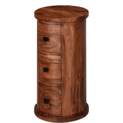 Outlet Säulenkommode aus Mangoholz mit drei Schubladen - Active Kommoden