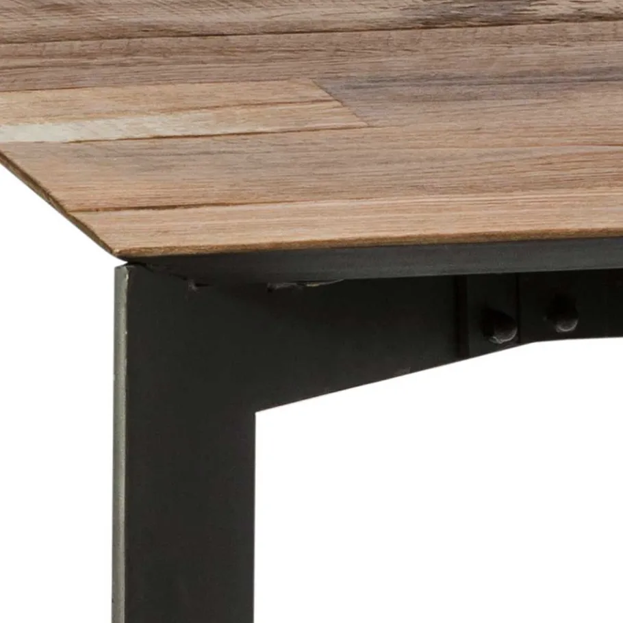 New Teakholz Tisch mit Stahl Gestell Schwarz - Hariesca Tische