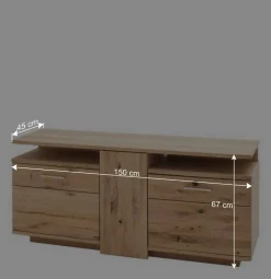 Online Teilmassive Wohnkombination in Eiche - Crokas (vierteilig) Wohnwände