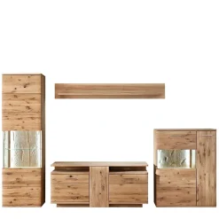 Online Teilmassive Wohnkombination in Eiche - Crokas (vierteilig) Wohnwände