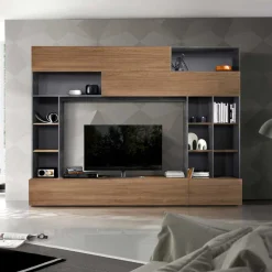 Online Tolle TV Wand in Nussbaum & Grau - Niels Tv & Hifi-Möbel|Wohnwände