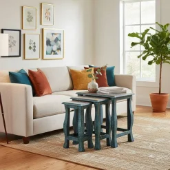 Best Toller Dreisatztisch in Blau & Bunt - Faneno (dreiteilig) Tische