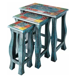 Best Toller Dreisatztisch in Blau & Bunt - Faneno (dreiteilig) Tische