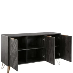 Türen-Kommode in Holzoptik Black Wash - Salivi V Sideboards