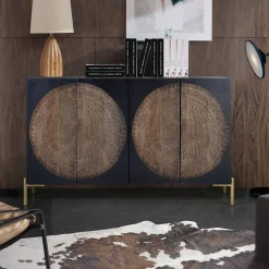 Best 4-türige Design Kommode mit Mandala Schnitzerei - Synessa Sideboards