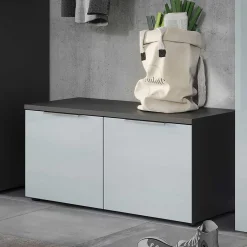 Clearance 2-türige Schuhbank in Silbergrau Glas - Ilfred Sitzbank