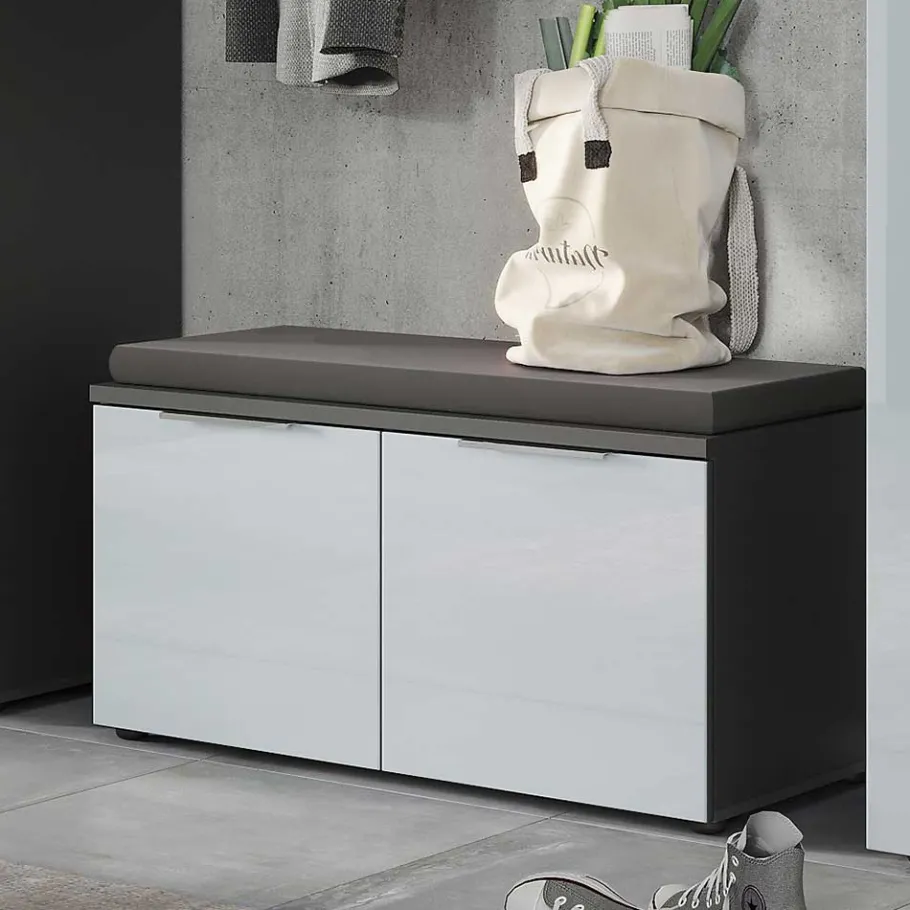 Clearance 2-türige Schuhbank in Silbergrau Glas - Ilfred Sitzbank