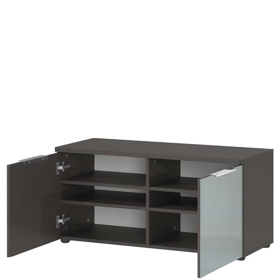 Clearance 2-türige Schuhbank in Silbergrau Glas - Ilfred Sitzbank