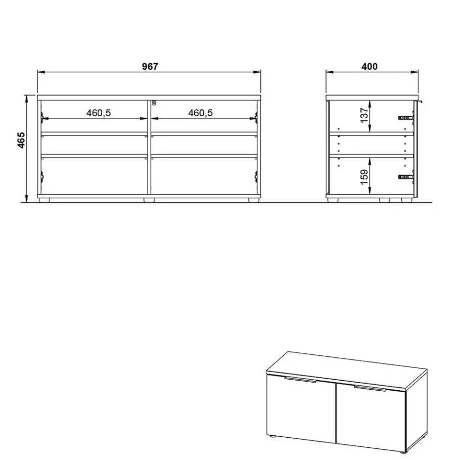 Clearance 2-türige Schuhbank in Silbergrau Glas - Ilfred Sitzbank