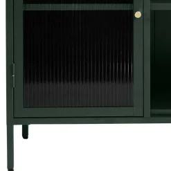 Sale 3-türige Stahl Kommode in Dunkelgrün mit Glas - Mela Sideboards