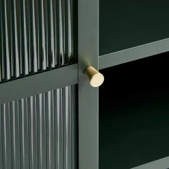 Sale 3-türige Stahl Kommode in Dunkelgrün mit Glas - Mela Sideboards