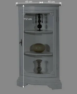 1-türige Vintage Eckvitrine niedrig - 112 cm hoch - Zarinas Vitrinen