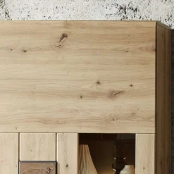 1-türige Wohnzimmervitrine in Wildeiche Holzoptik - Iniaco Vitrinen