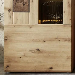 1-türige Wohnzimmervitrine in Wildeiche Holzoptik - Iniaco Vitrinen