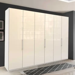 Best 3-türiger Falttüren Kleiderschrank in Creme - Zidarie Kleiderschränke