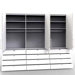 Best 3-türiger Falttürenschrank mit 12 Schubladen - Tivierto Kleiderschränke|Schränke