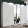 Sale 6-türiger Kleiderschrank in Weiß mit Spiegel - Furcia Kleiderschränke