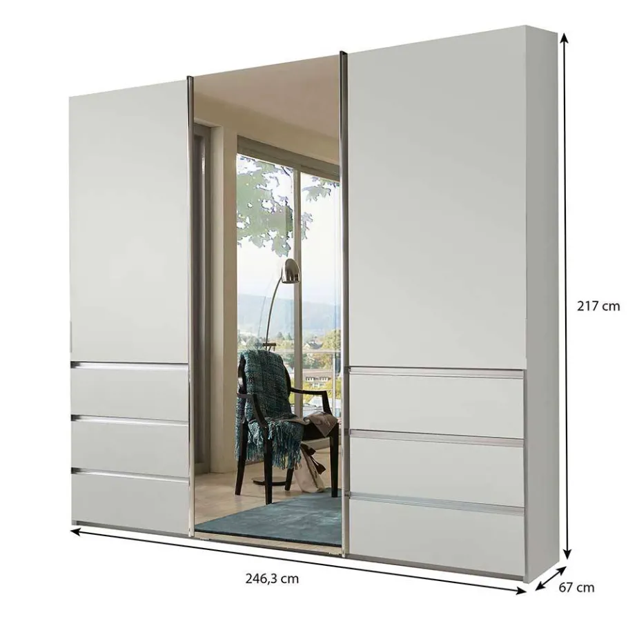 Best 3-türiger Kleiderschrank mit Spiegel - Altagracia Kleiderschränke