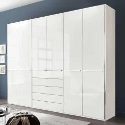 Best 6-türiger Schlafzimmerschrank in Weiß Glasfront - Rocca Kleiderschränke